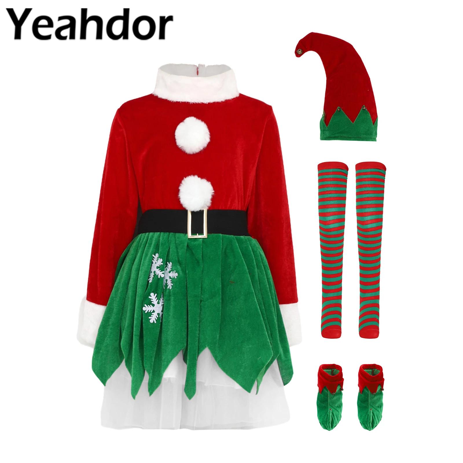 Elf Costume Christmas - Çocuk Kızlar Noel Elfi Kostümü Yılbaşı