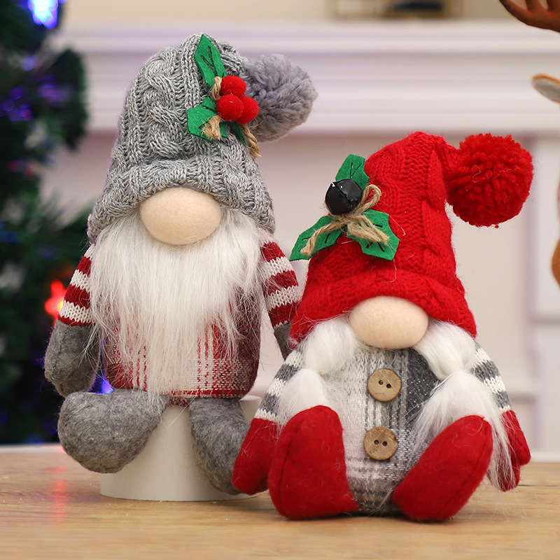 Santa Hat Plush - 2 Adet Noel Yüzü Olmayan Gnome
